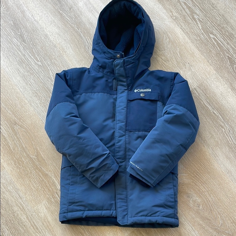 Columbia Blue Quilted Puffer Jacket with Hood